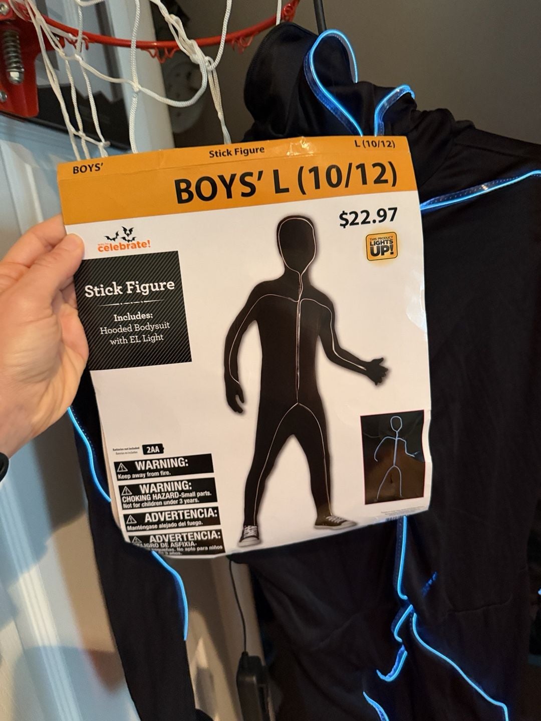 LED Light Up Black Hooded Bodysuit Costume 8