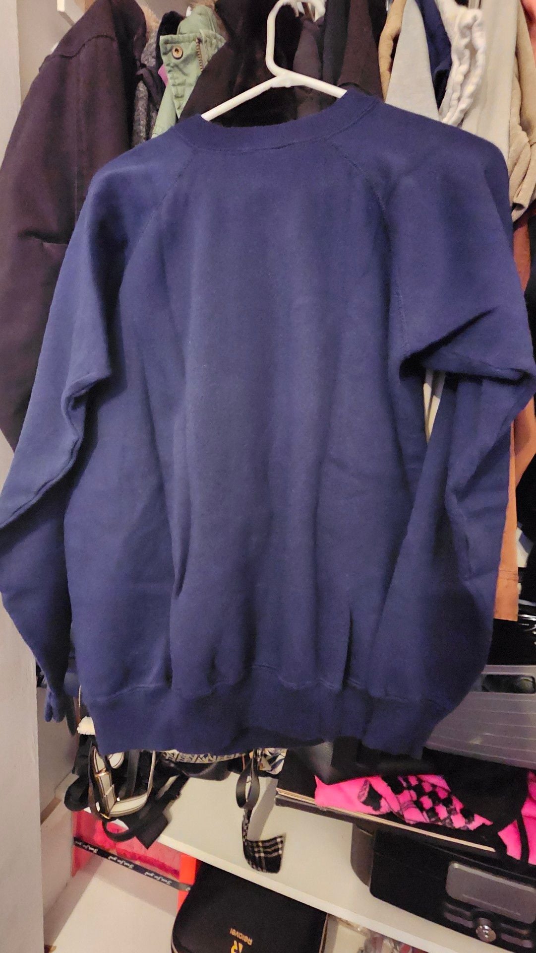 Hanes Vintage Snowman Painted Sweatshirt Size L Navy Blue 3