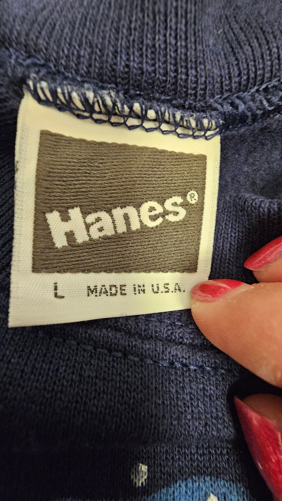 Hanes Vintage Snowman Painted Sweatshirt Size L Navy Blue 5