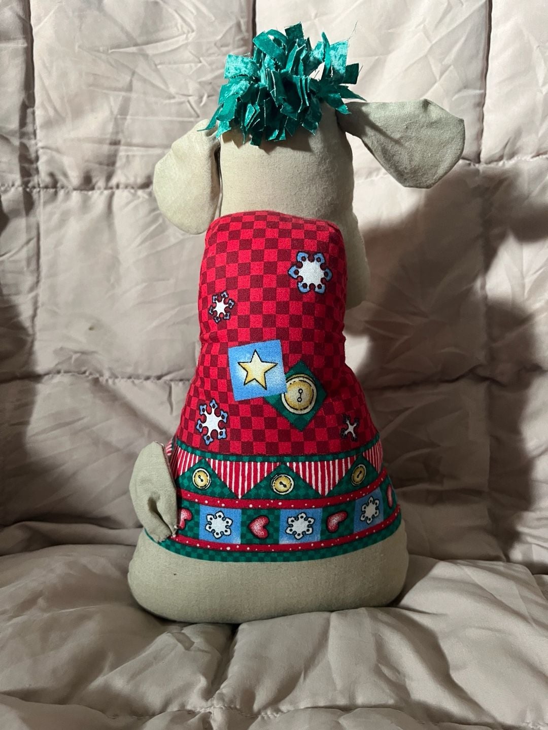 Vintage Handmade Fabric Christmas Reindeer Holiday Plush Toy 3