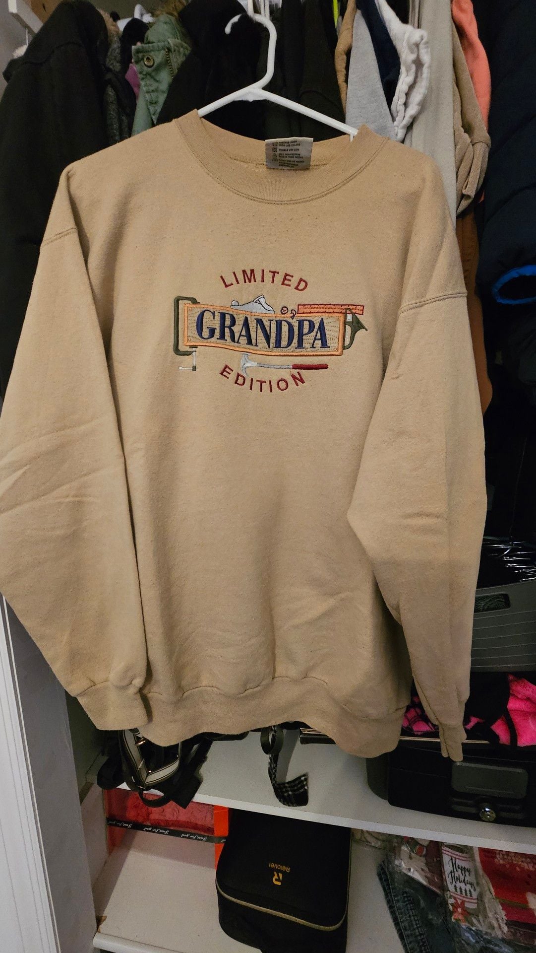 MC Sport Limited Edition Grandpa Sweatshirt Size Large Tan Embroidered 2