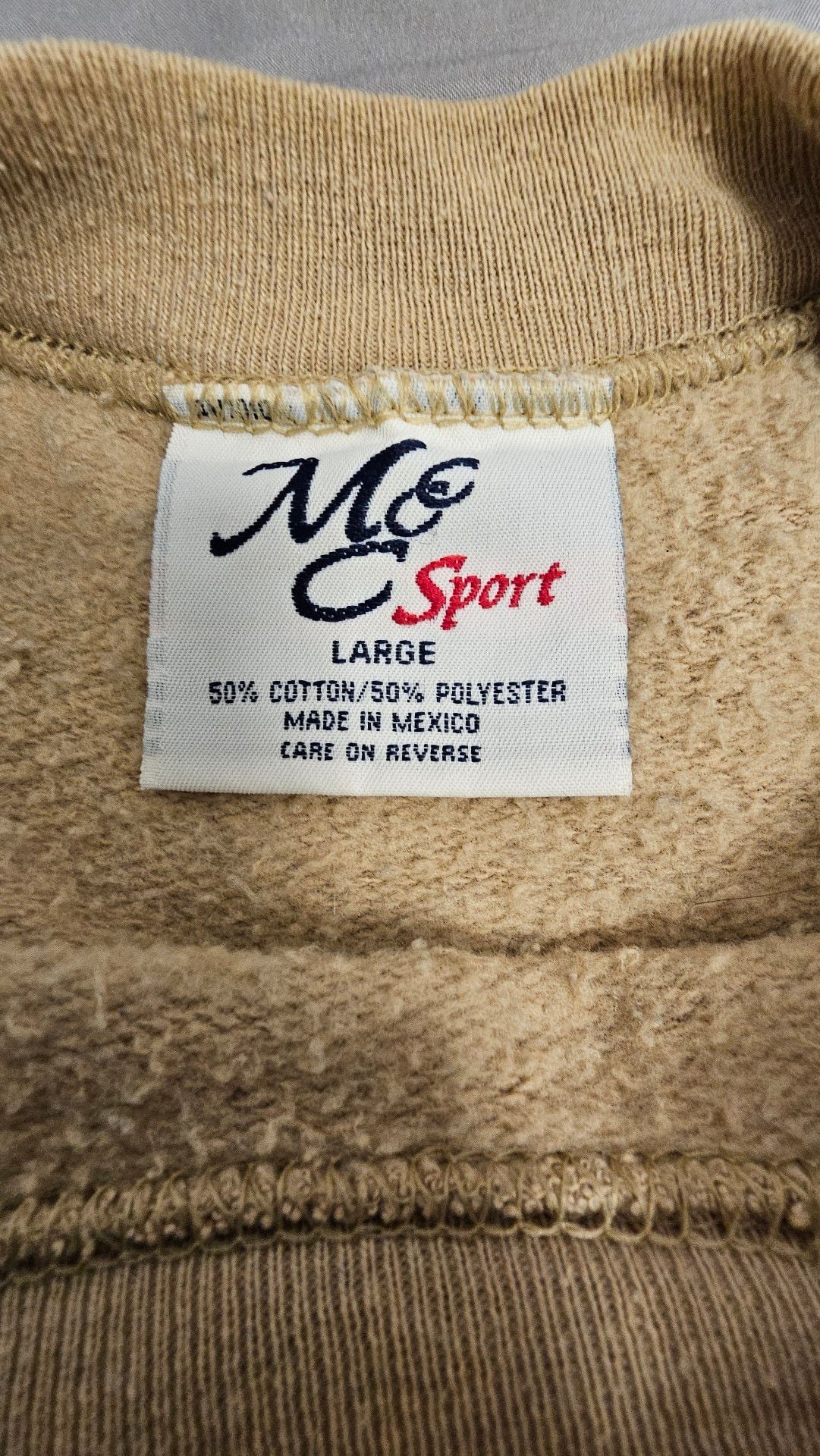 MC Sport Limited Edition Grandpa Sweatshirt Size Large Tan Embroidered 4