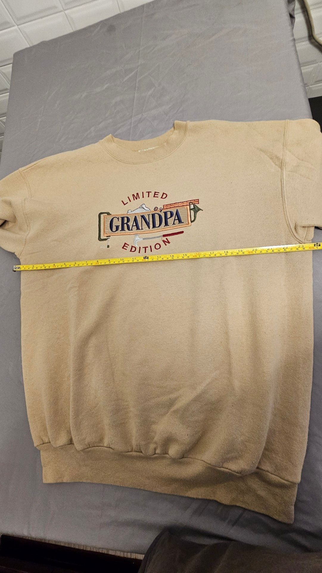 MC Sport Limited Edition Grandpa Sweatshirt Size Large Tan Embroidered 6