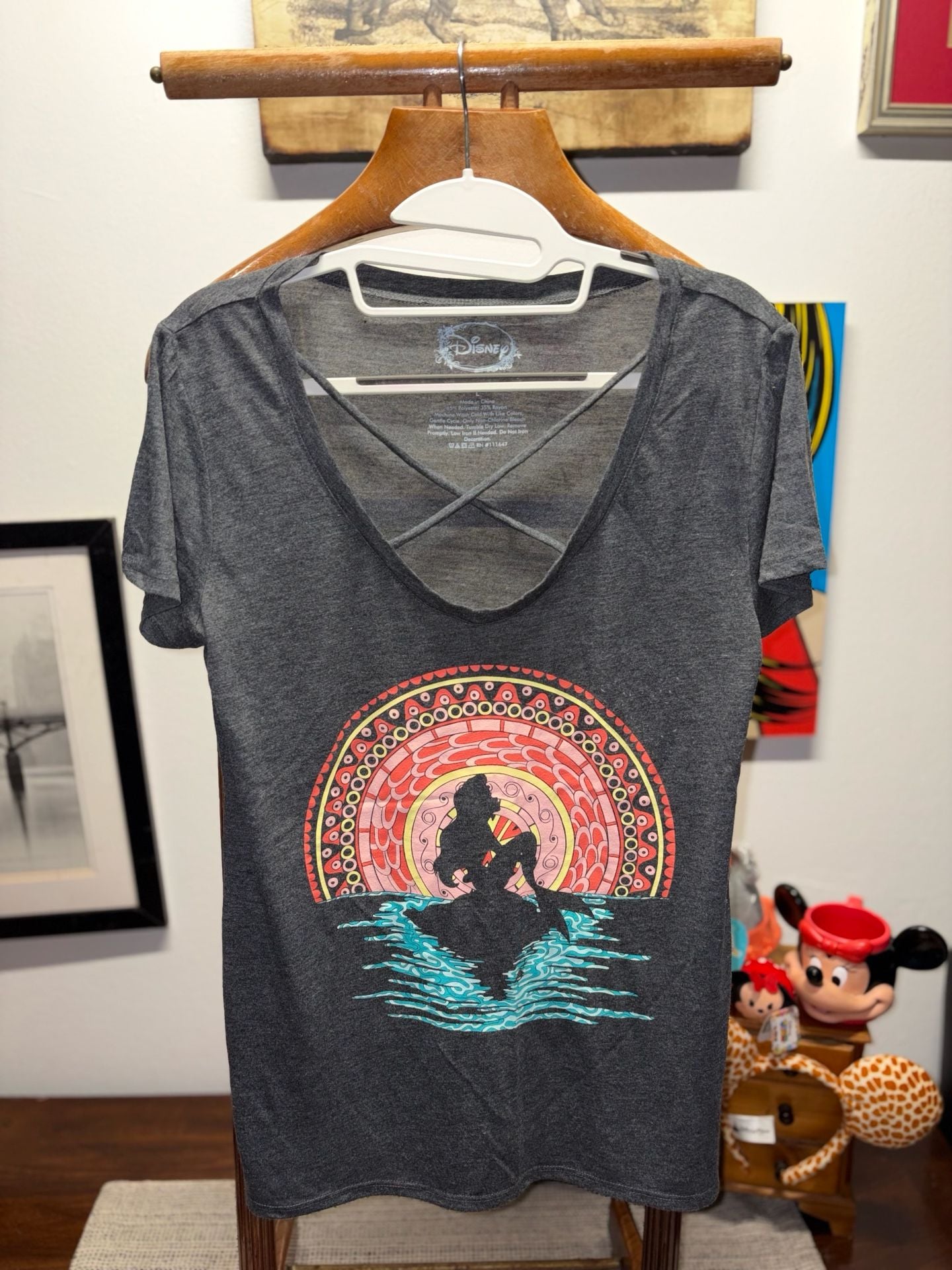 Disney The Little Mermaid Ariel Graphic T-Shirt Size L Gray 1