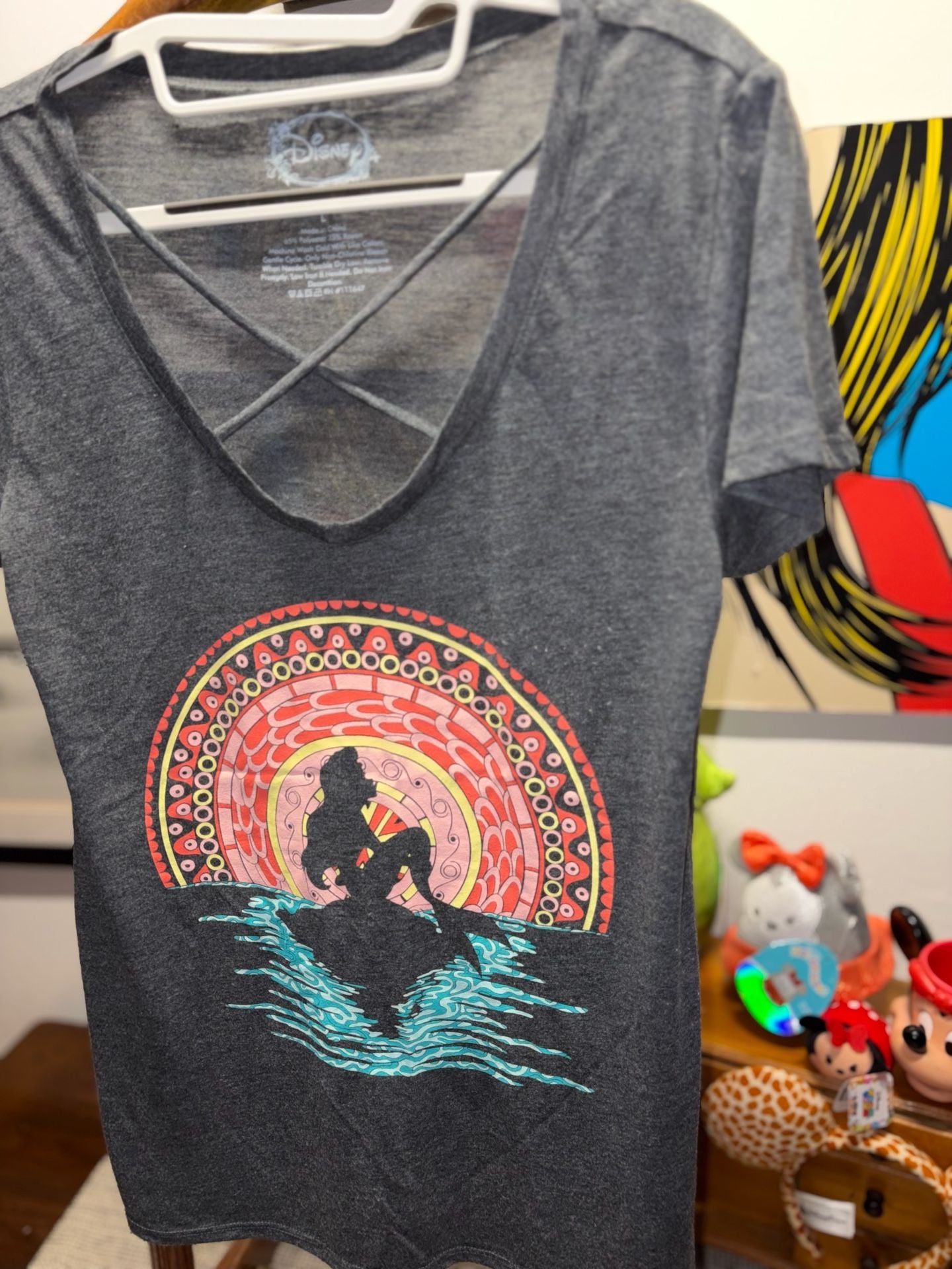 Disney The Little Mermaid Ariel Graphic T-Shirt Size L Gray 4