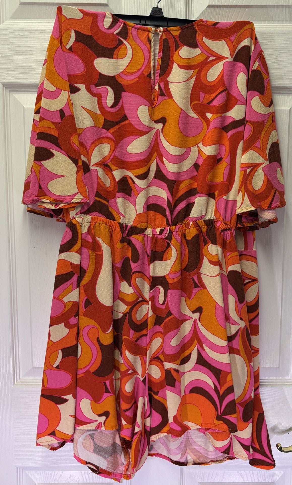 Ava & Viv Romper Size 1X Pink Orange Retro 2