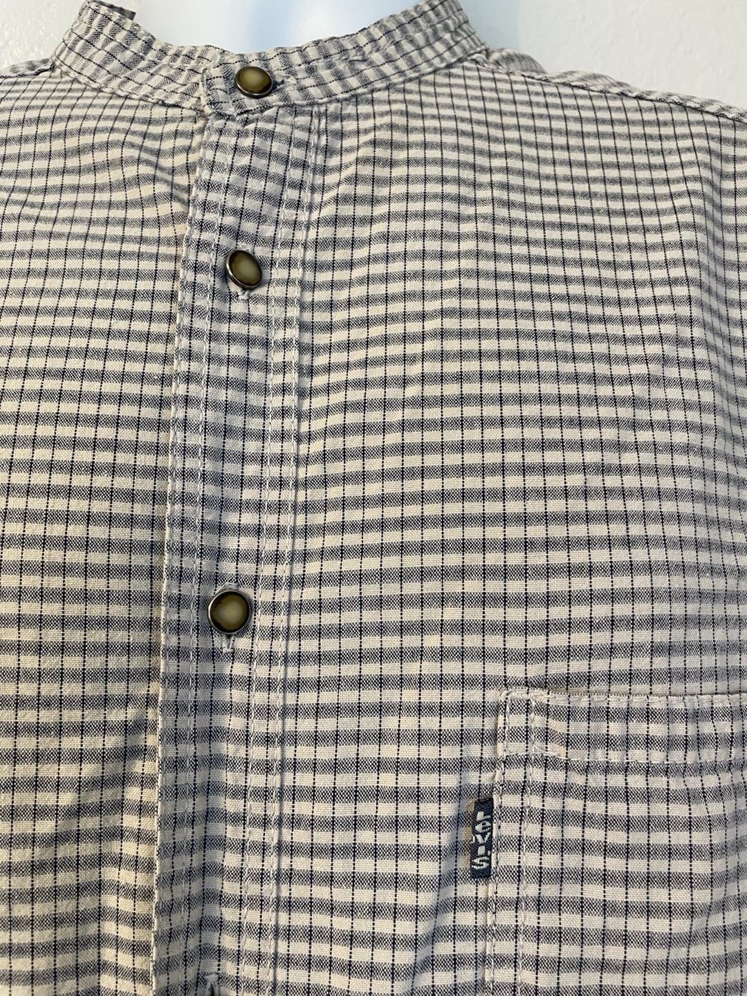 Levi's Plaid Button Down Shirt Size XL Gray Long Sleeve Band Collar
Western 3
