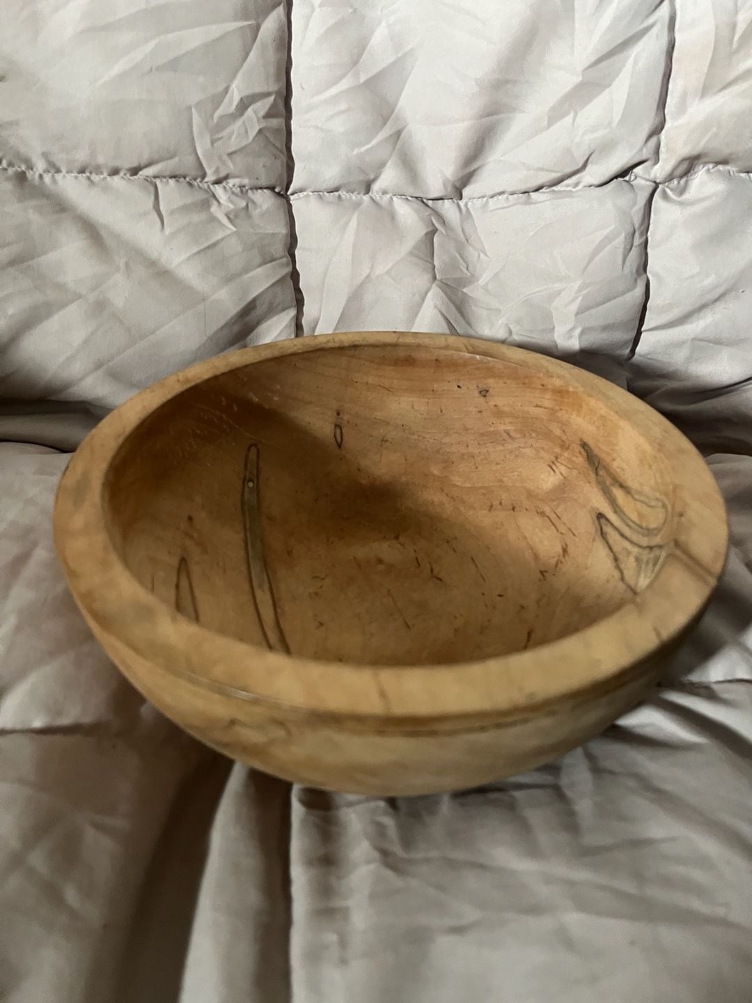 Vintage Handcrafted Wooden Bowl Spalted Wood 1