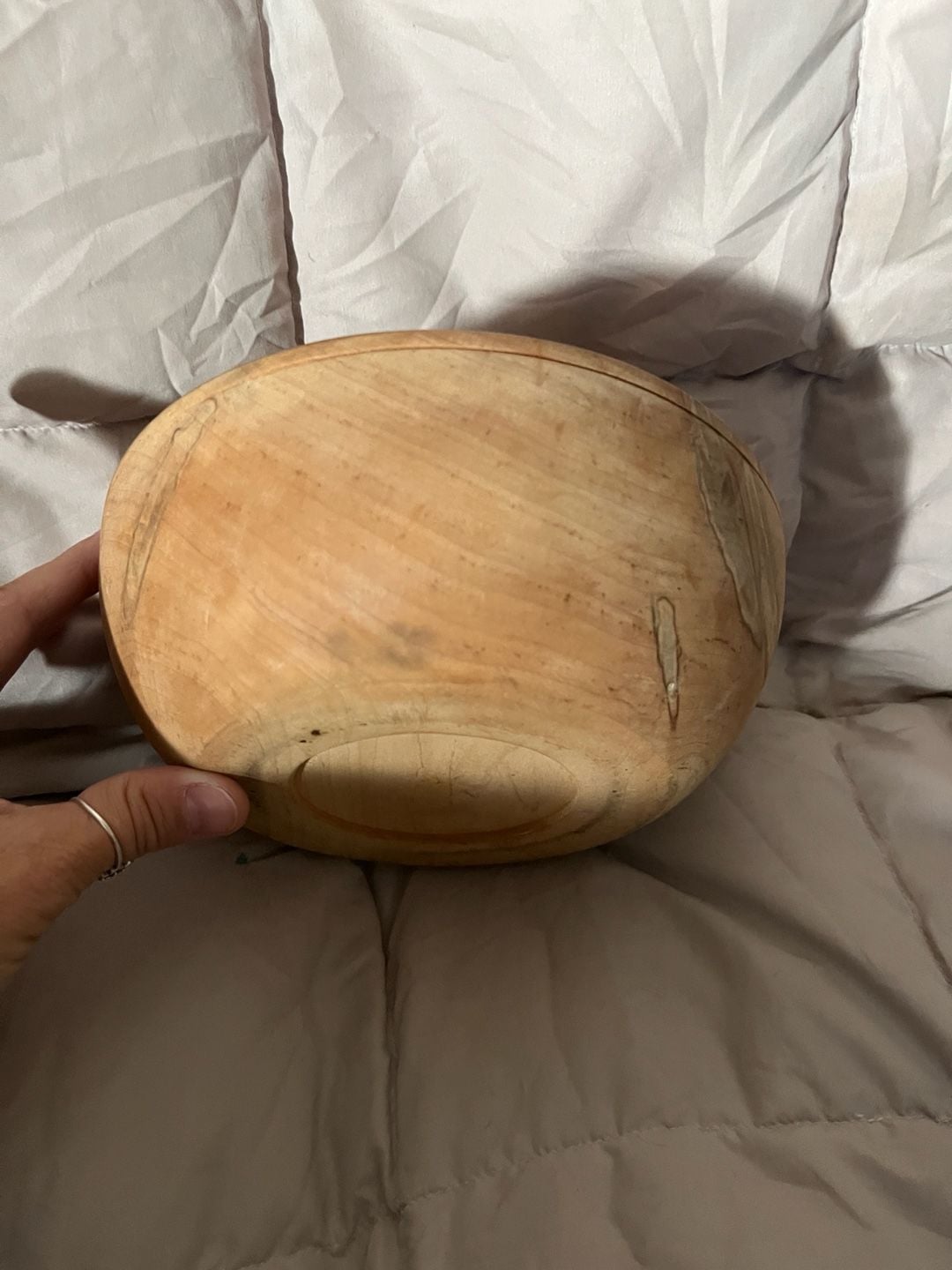 Vintage Handcrafted Wooden Bowl Spalted Wood 3