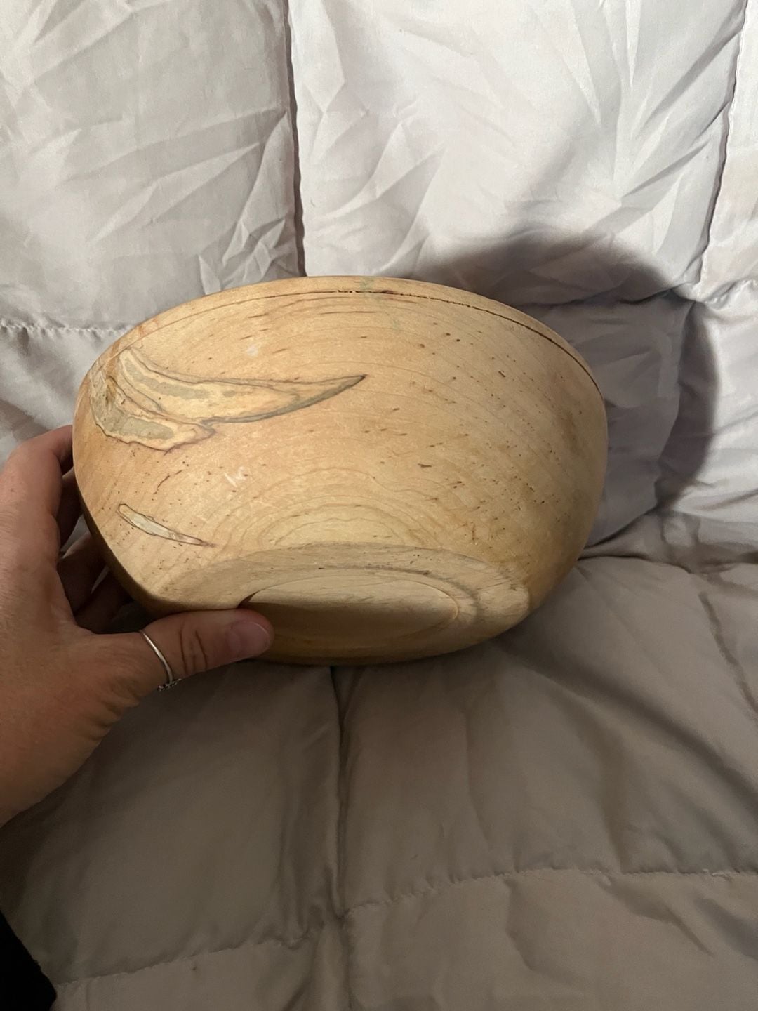 Vintage Handcrafted Wooden Bowl Spalted Wood 4