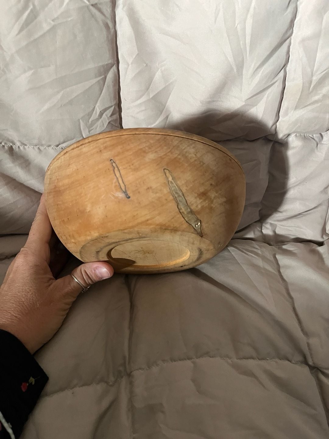 Vintage Handcrafted Wooden Bowl Spalted Wood 5