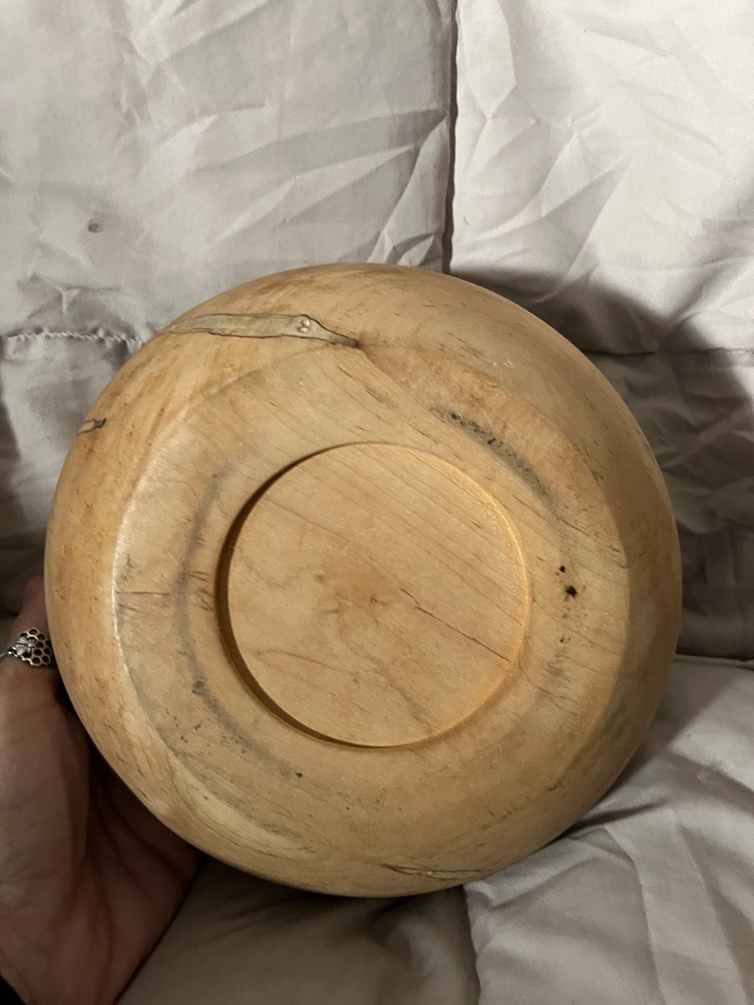 Vintage Handcrafted Wooden Bowl Spalted Wood 6
