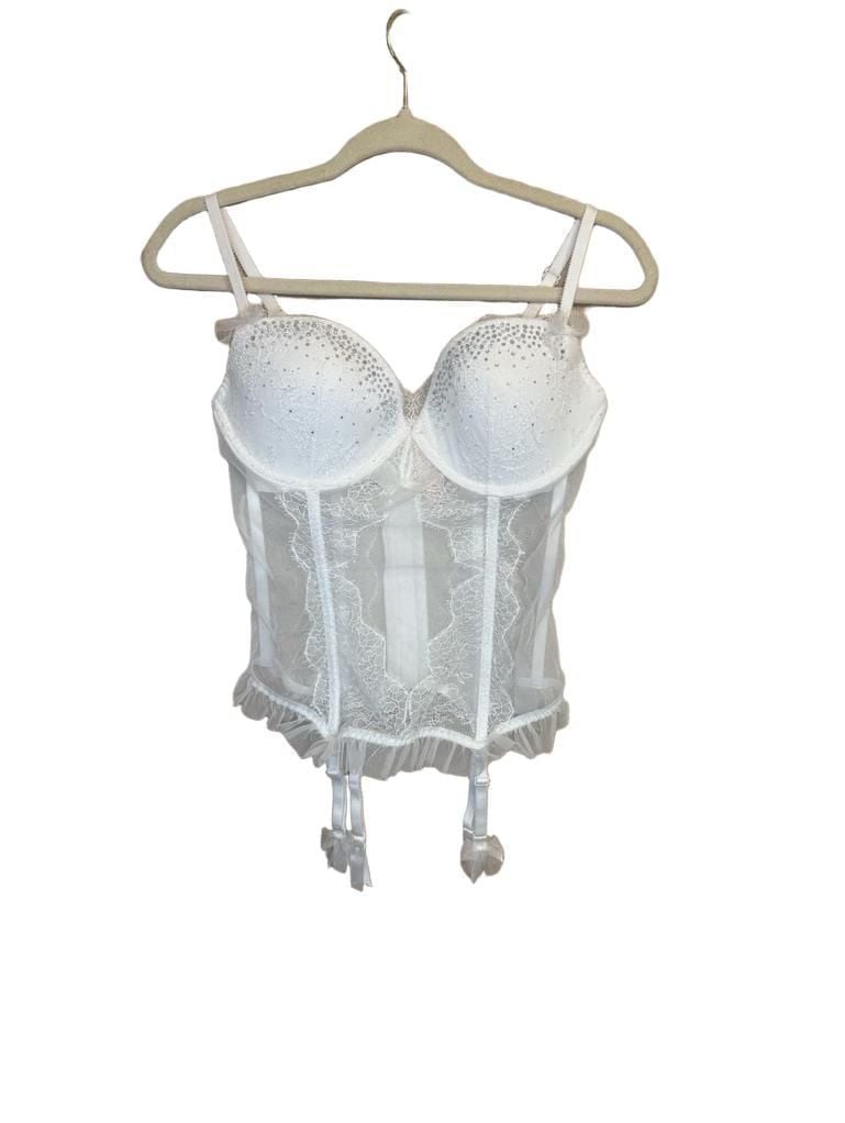 Victoria's Secret Fairycore White Rhinestone Mesh Bustier Corset 2