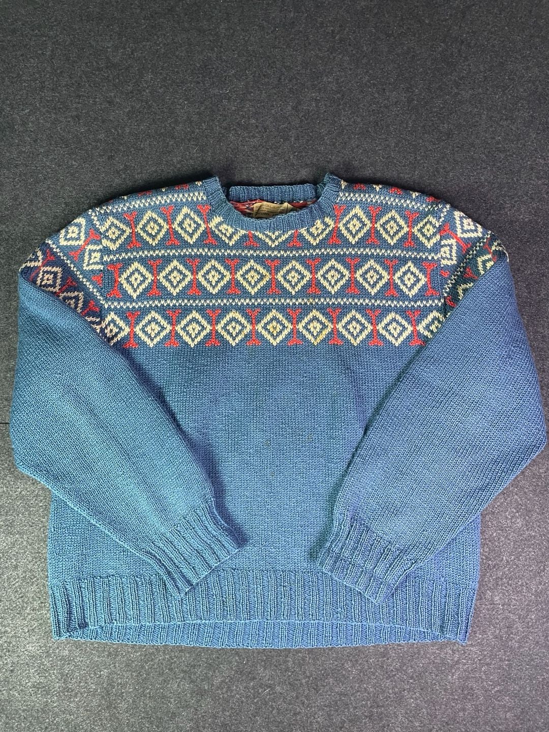 Husfliden Bergen Vintage Handknitted Norwegian Wool Sweater Blue 2