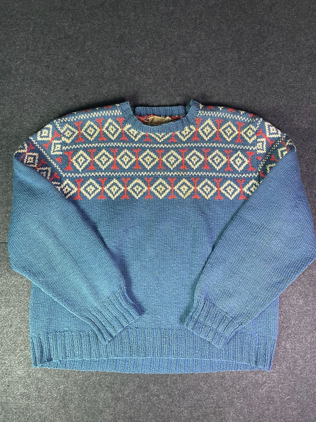 Husfliden Bergen Vintage Handknitted Norwegian Wool Sweater Blue 6
