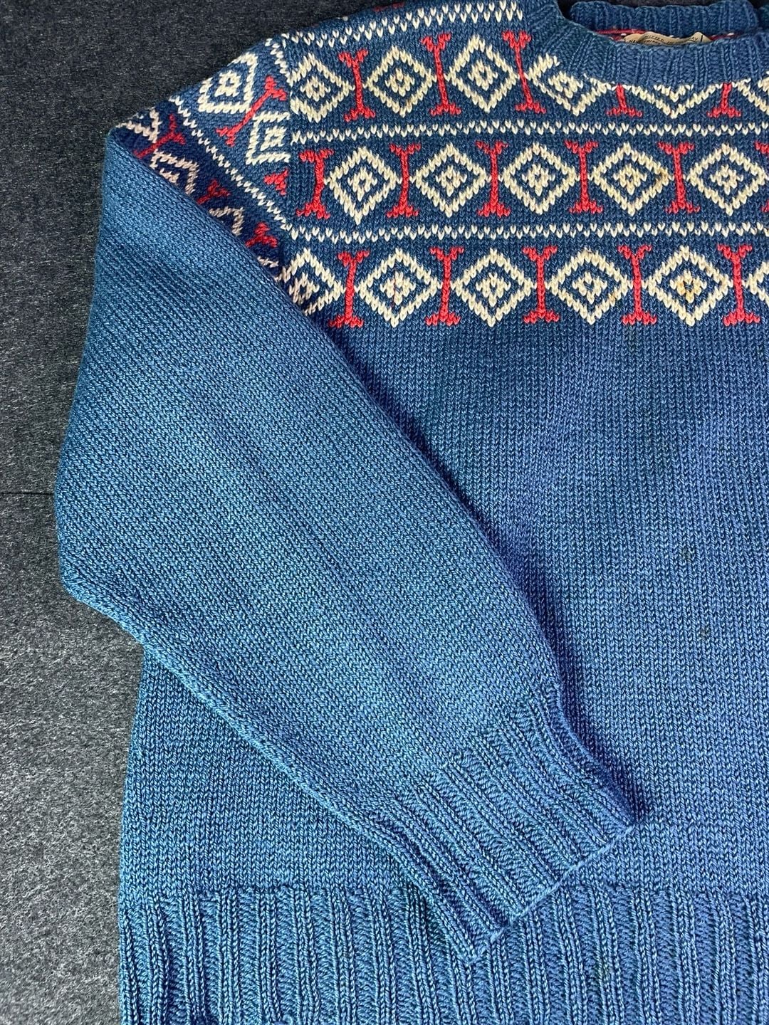 Husfliden Bergen Vintage Handknitted Norwegian Wool Sweater Blue 7