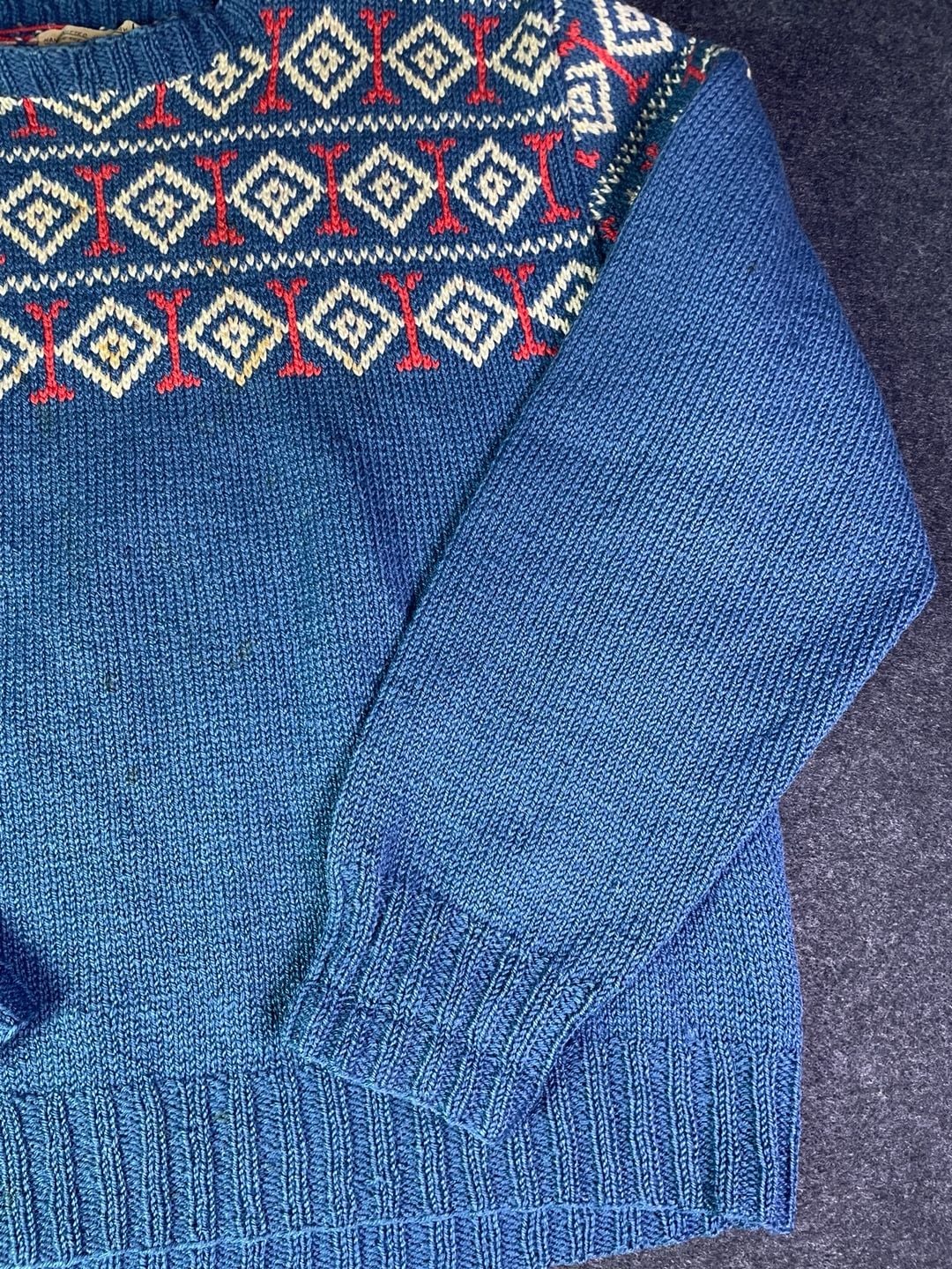 Husfliden Bergen Vintage Handknitted Norwegian Wool Sweater Blue 8