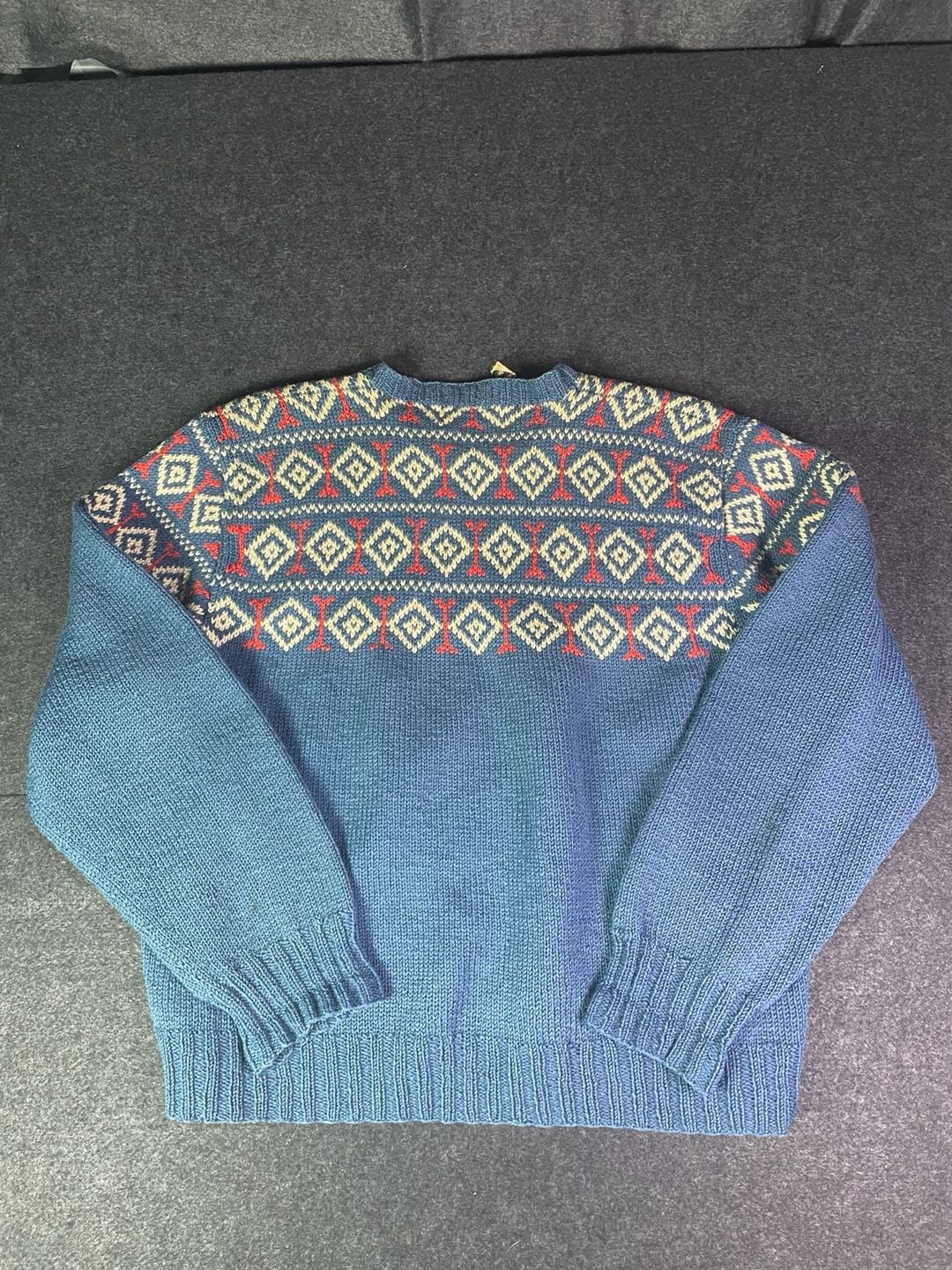 Husfliden Bergen Vintage Handknitted Norwegian Wool Sweater Blue 10