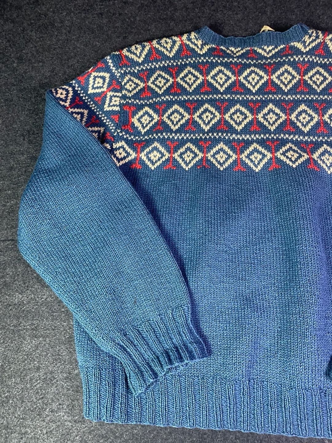 Husfliden Bergen Vintage Handknitted Norwegian Wool Sweater Blue 12