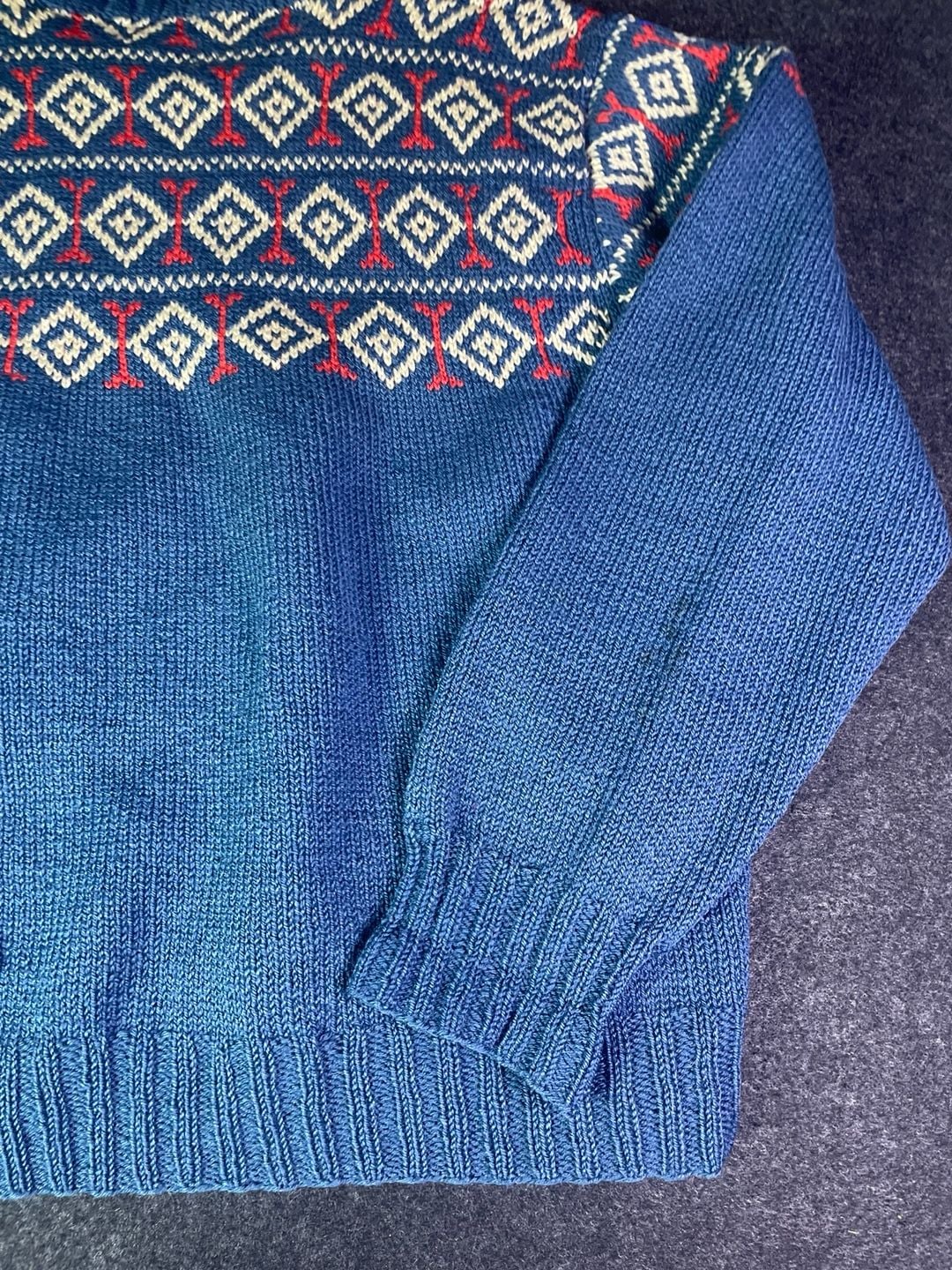 Husfliden Bergen Vintage Handknitted Norwegian Wool Sweater Blue 13