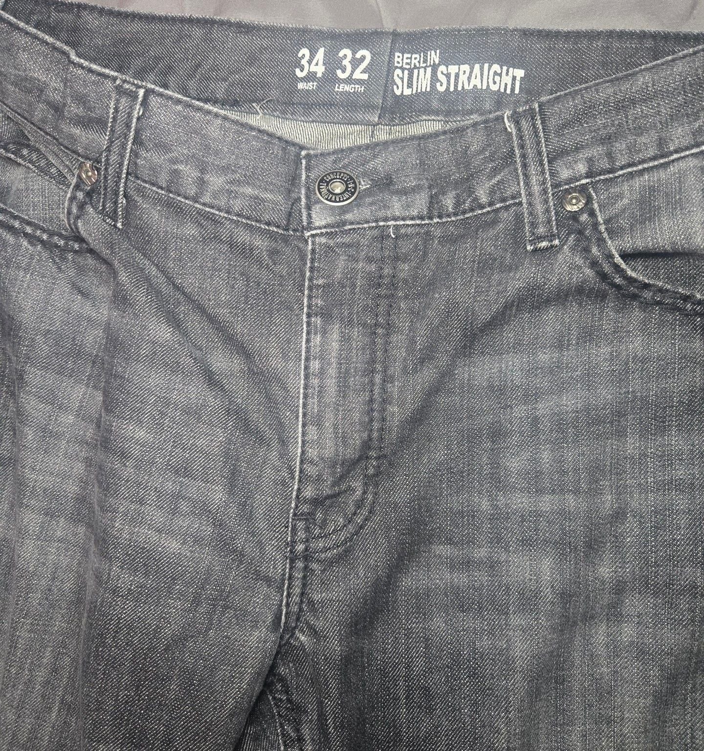 INC International Concepts Berlin Slim Straight Jeans 34x32 Black 5
