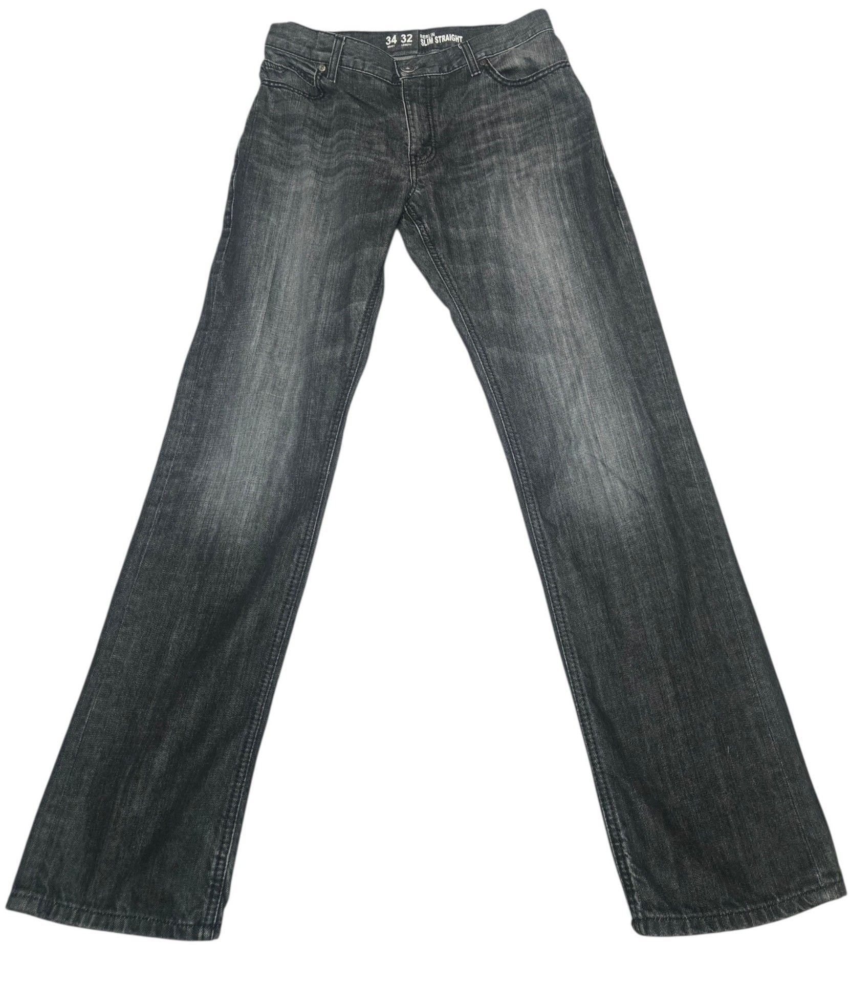 INC International Concepts Berlin Slim Straight Jeans 34x32 Black 4
