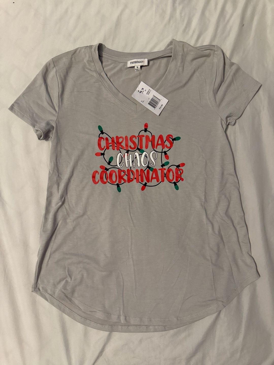 Christmas Chaos Coordinator T-Shirt Size S Gray 2