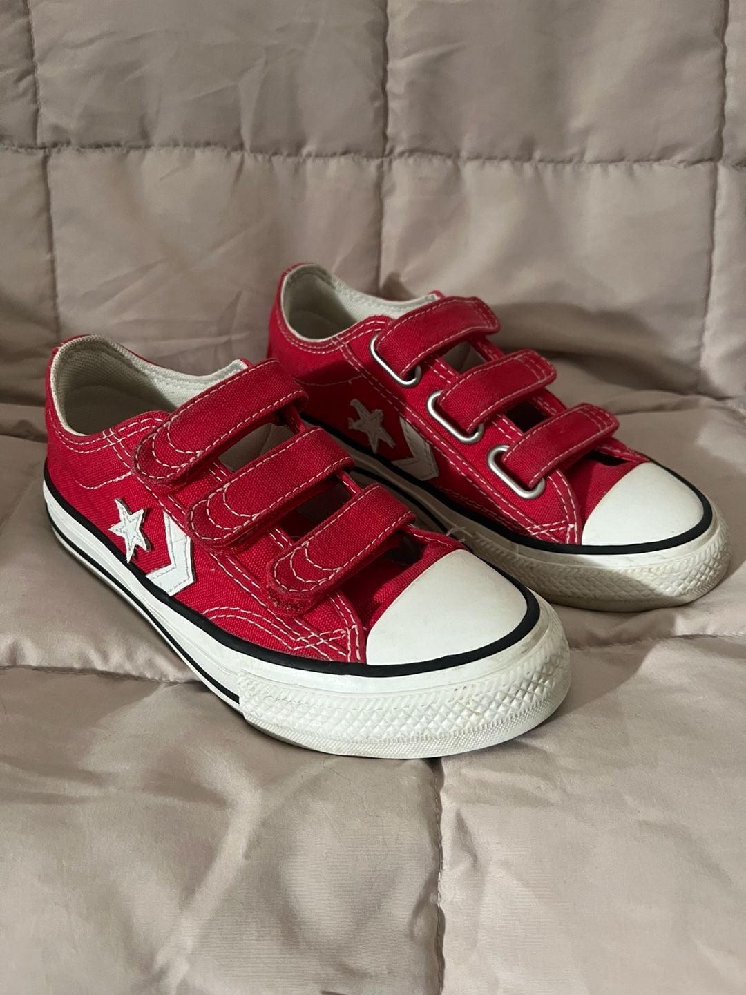Kids Converse Star Player Triple Velcro Red Sneakers 2