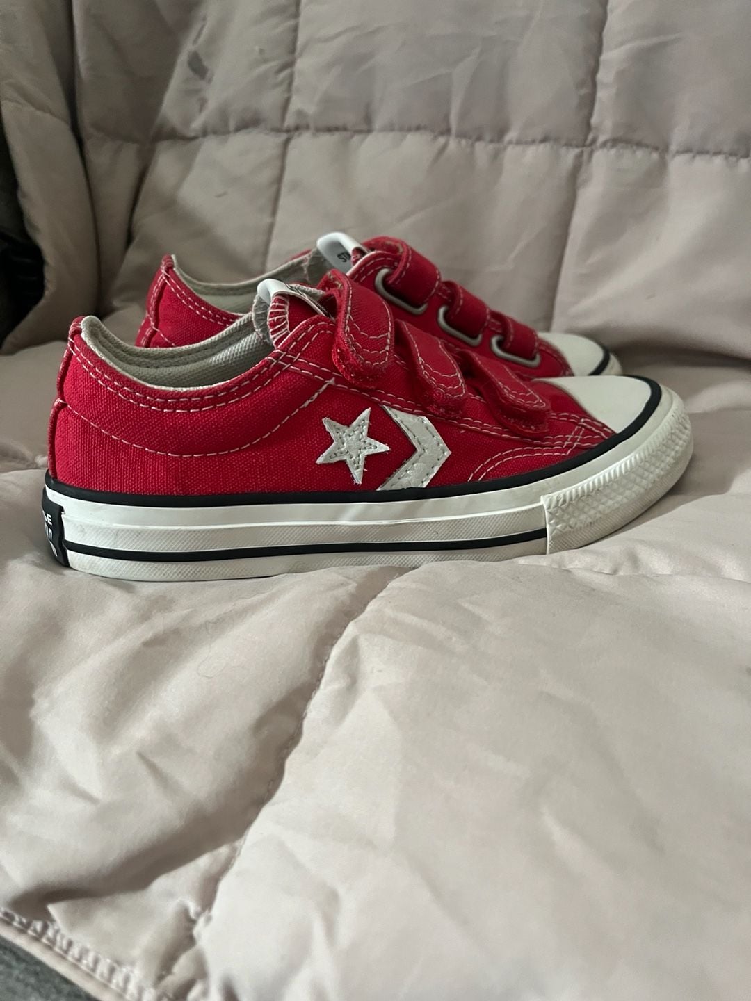 Kids Converse Star Player Triple Velcro Red Sneakers 4