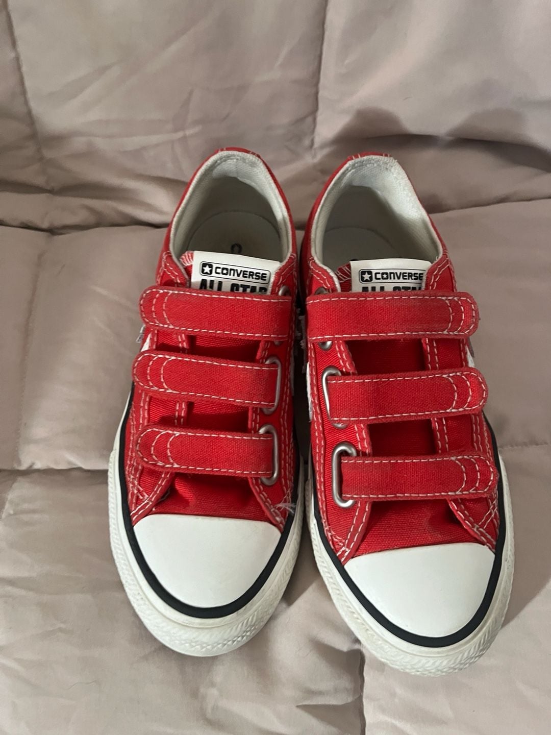 Kids Converse Star Player Triple Velcro Red Sneakers 7