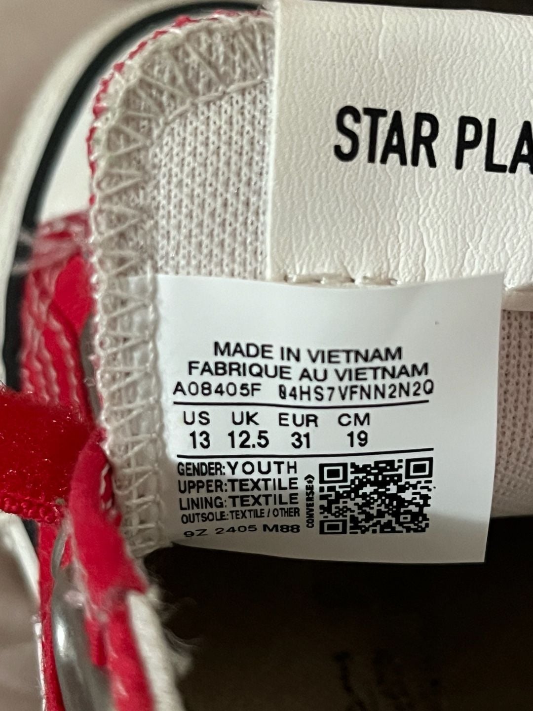 Kids Converse Star Player Triple Velcro Red Sneakers 11