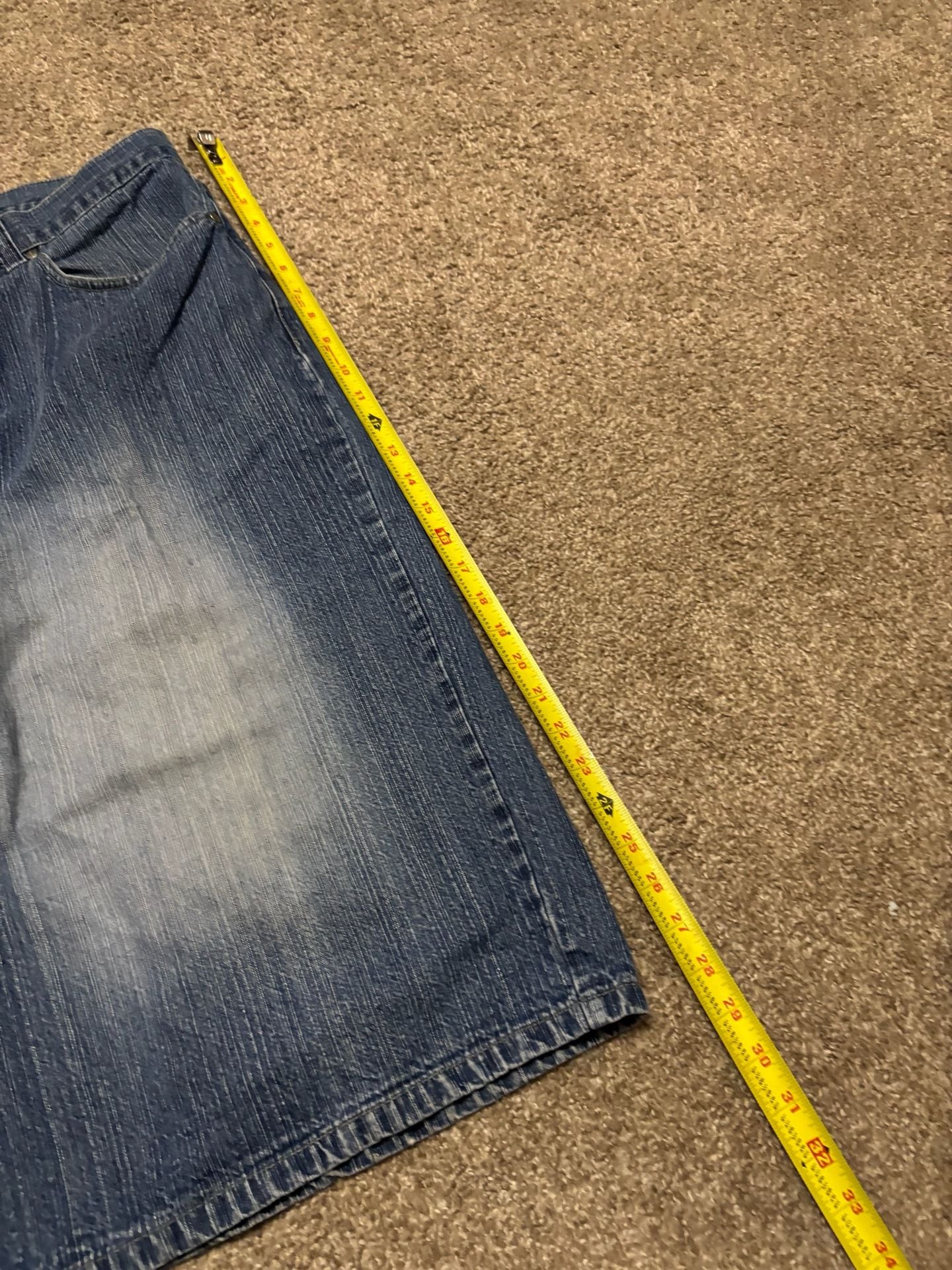 Early 2000s Baggy Y2K Trust Jeans Denim Shorts Size 44 Blue Distressed Jorts 7