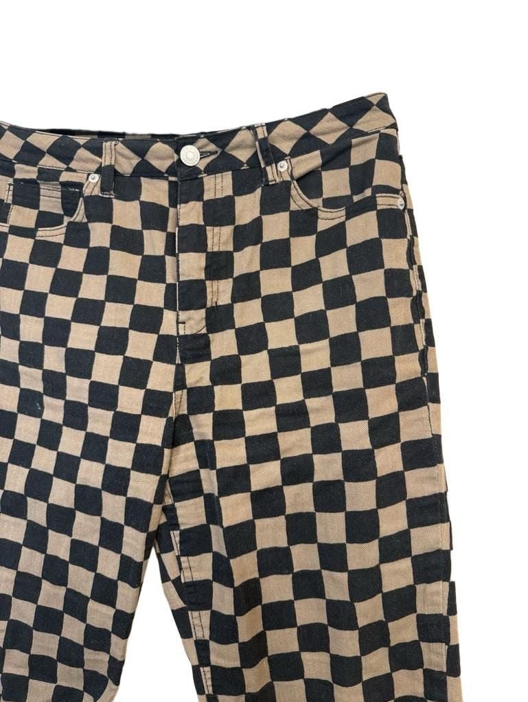 Fall Statement Mid Rise Checkered Straight Leg Pants 4