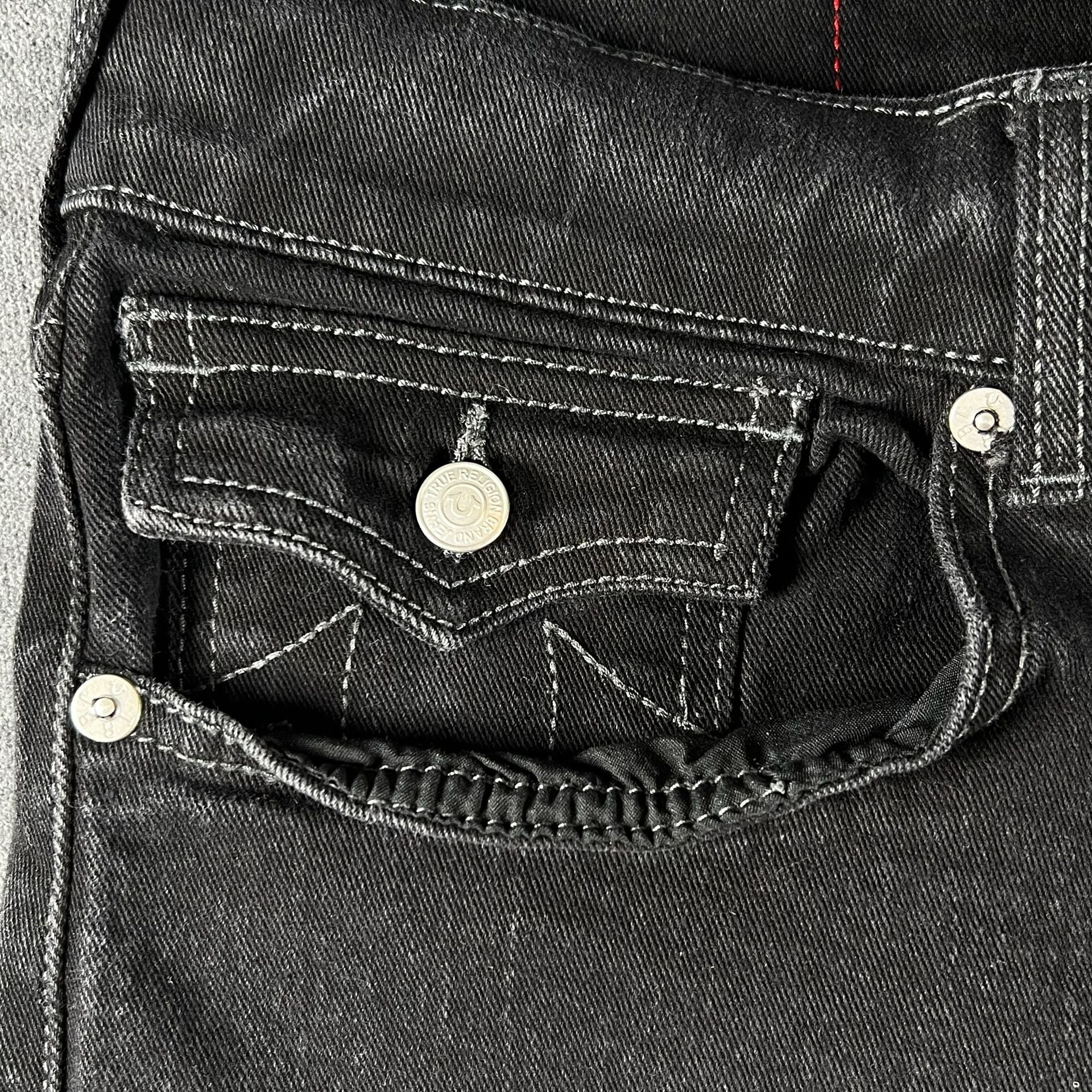Y2K True Religion Ricky Relaxed Straight Black Denim Shorts Size 36 Buddha Jorts 3