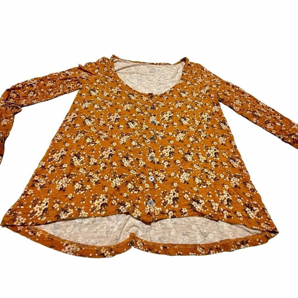 American Eagle Earthy Boho GranolaGirl Floral Henley Top XS 3