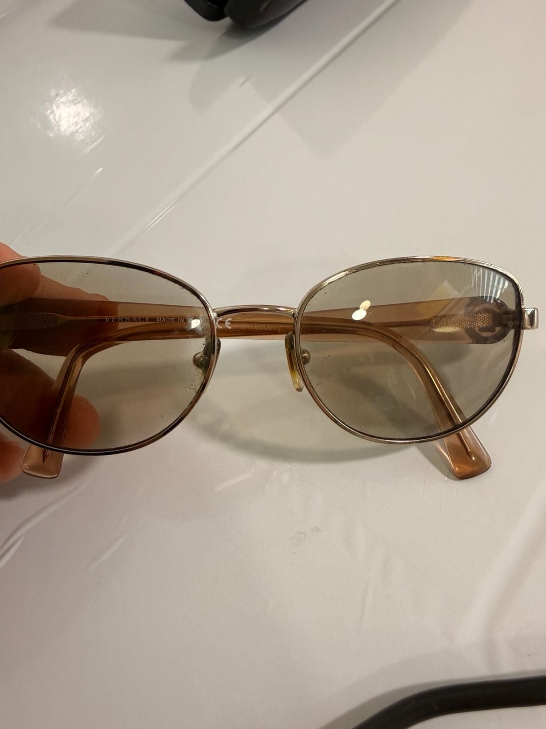 Versace Sunglasses Vintage Gold Frame Brown Lenses with Case 9