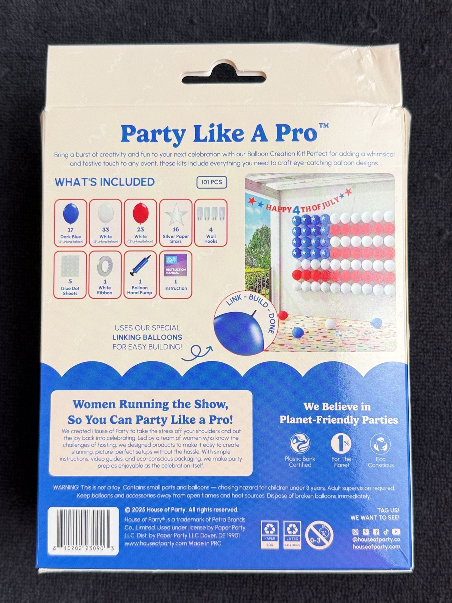 House of Party Freedom Flag Balloon Creation Kit 7x6Ft Hung 3