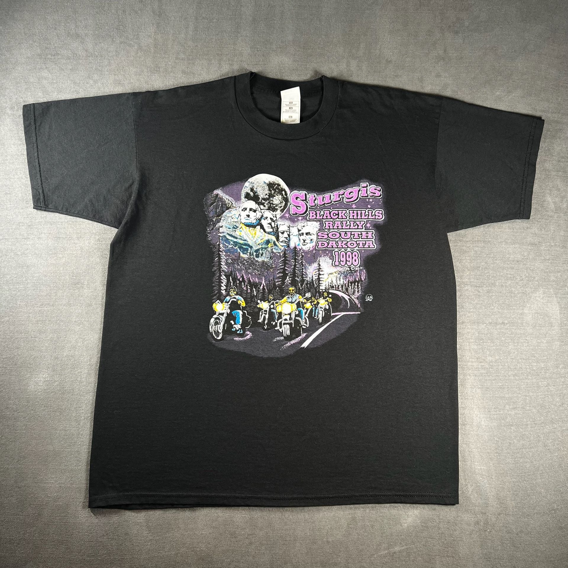 Vintage Fruit Of The Loom x 1998 Sturgis Black Hills Rally T-Shirt Size XL Black 2