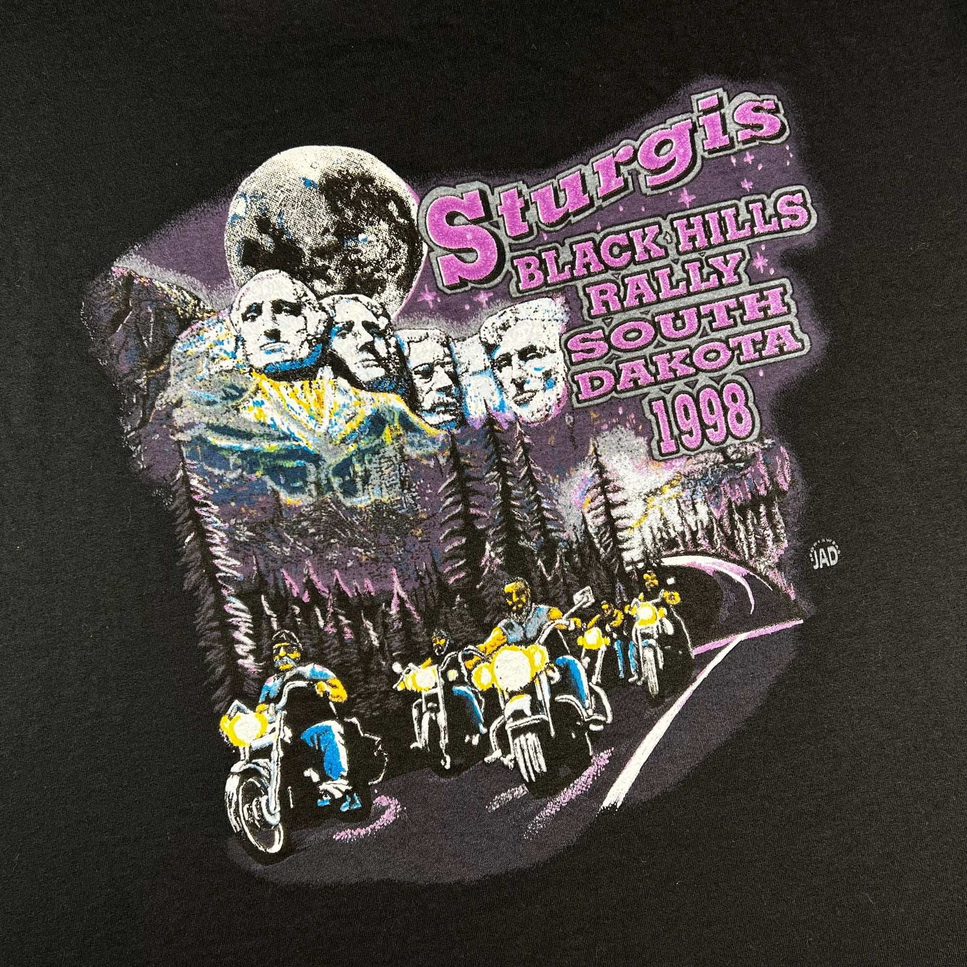 Vintage Fruit Of The Loom x 1998 Sturgis Black Hills Rally T-Shirt Size XL Black 3