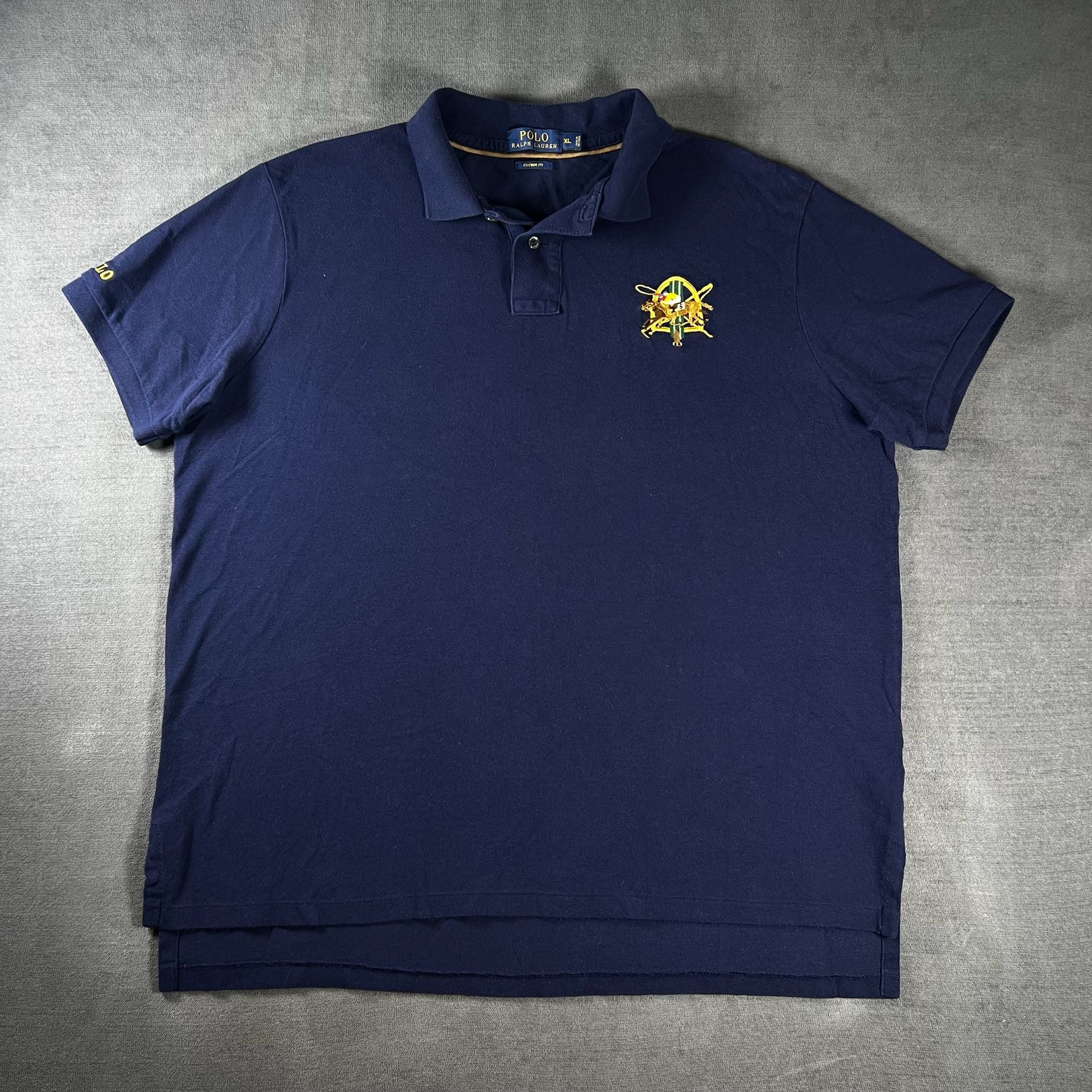 Polo Ralph Lauren Custom Fit Navy Blue Equestrian Big Pony Logo Polo Shirt Sz XL 2