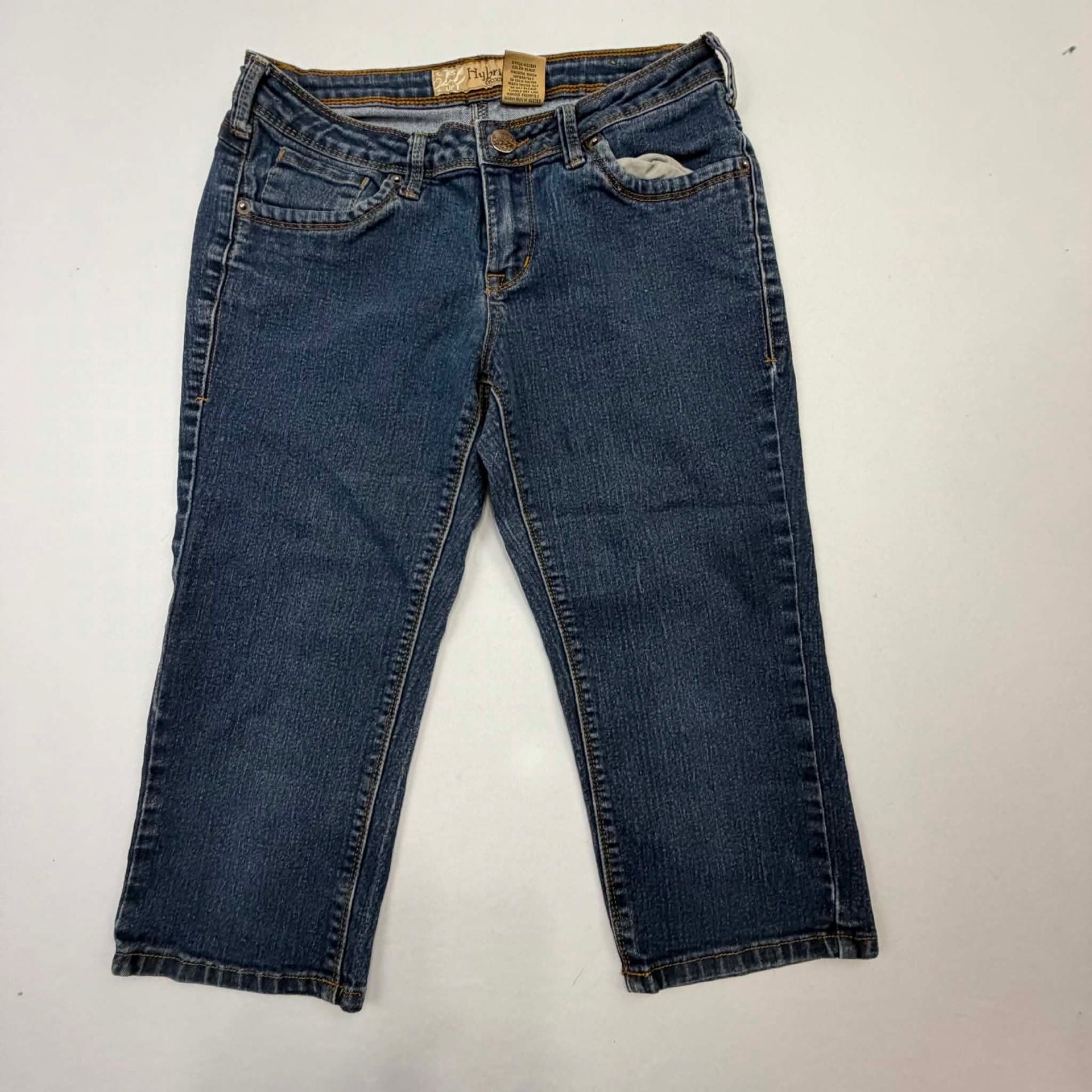 Hybrid & Company Jeans Size 7 Blue Denim Cropped Capris Q22881 2
