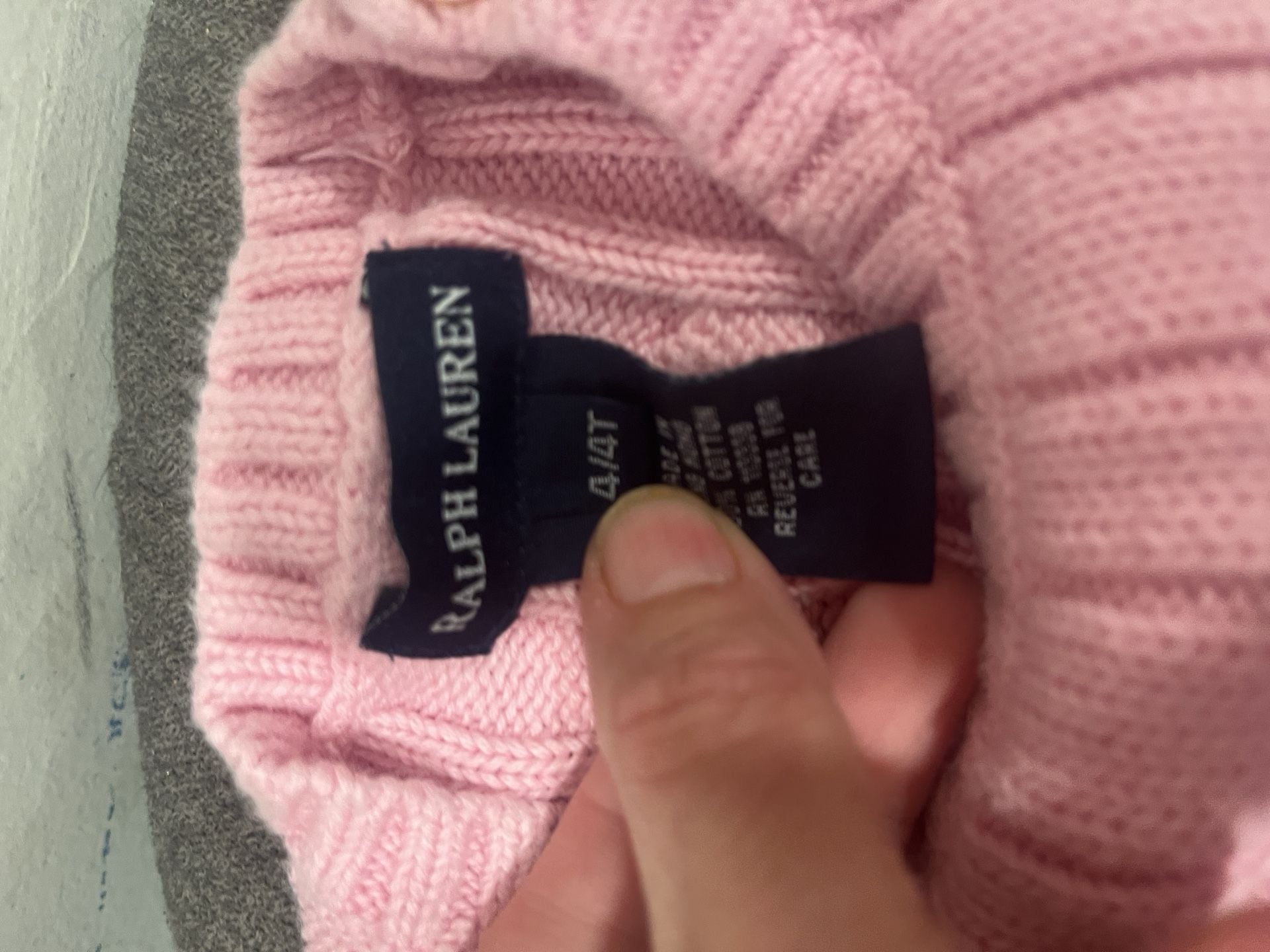 Y2K Ralph Lauren Cable Knit Cotton Sweater Size 4/4T Pink 4