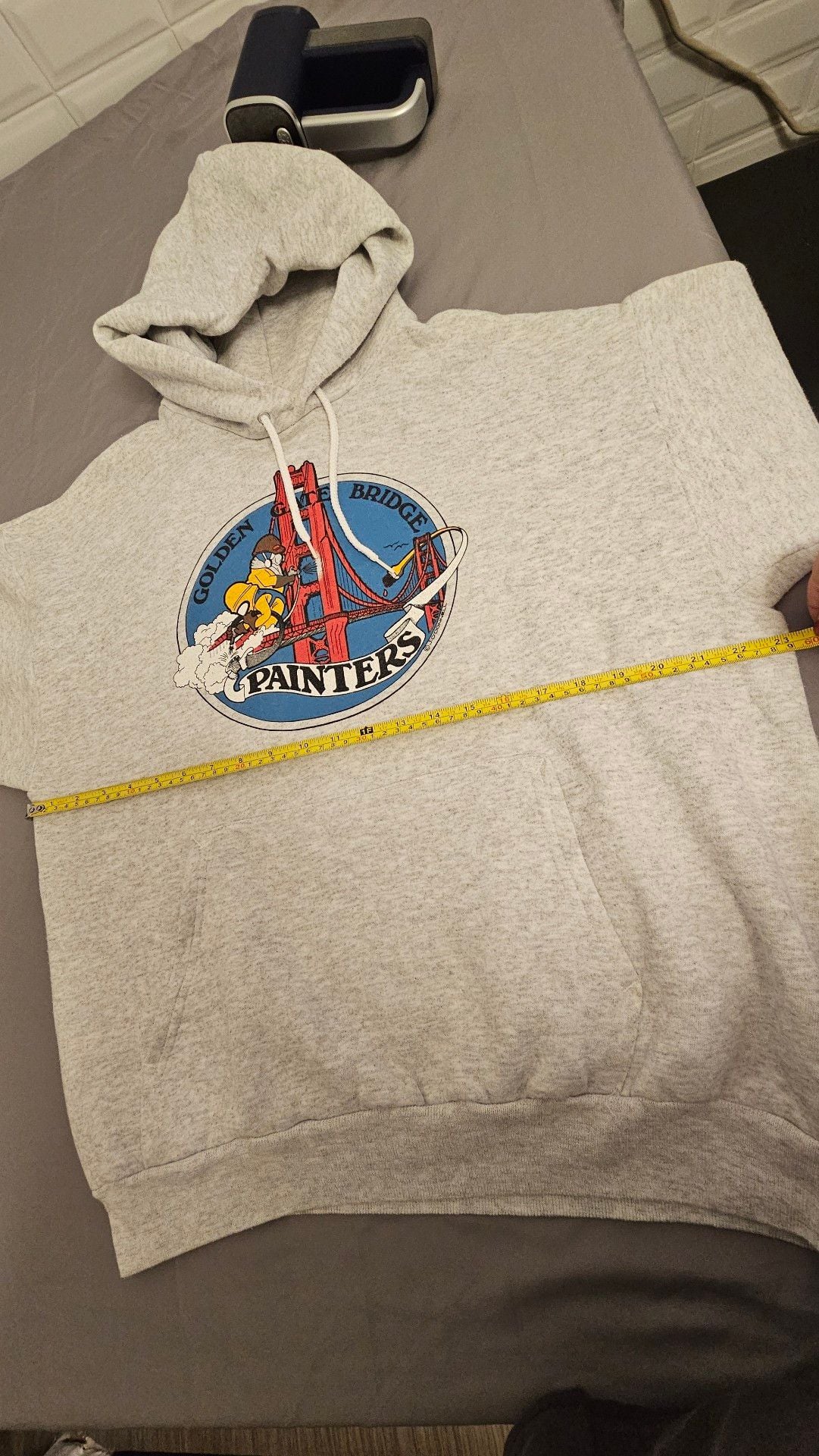 Hanes Golden Gate Bridge Painters Hoodie Size XL Gray Graphic Pullover 7