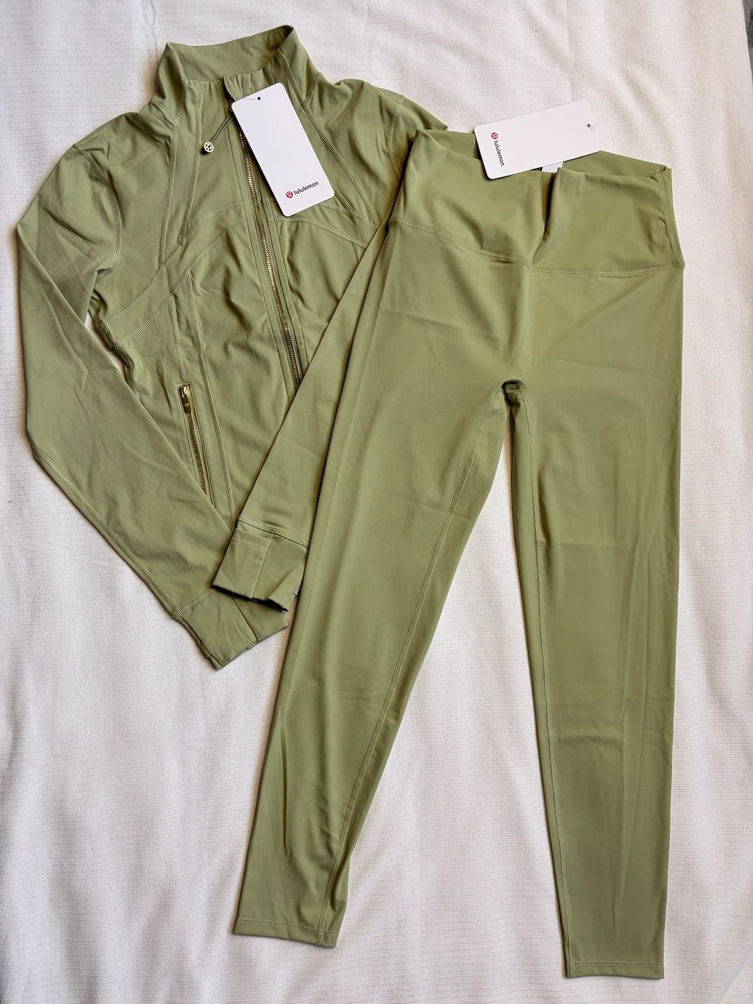 Lululemon Define Jacket & Legging Set Size M Green New With Tags 1