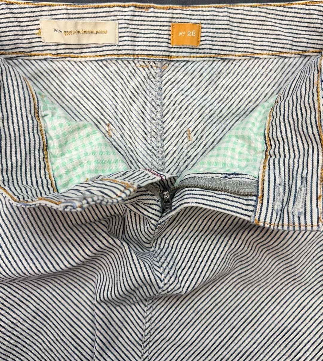 Preppy classic nautical Pilcro Anthropologie Skirt Striped Denim 5