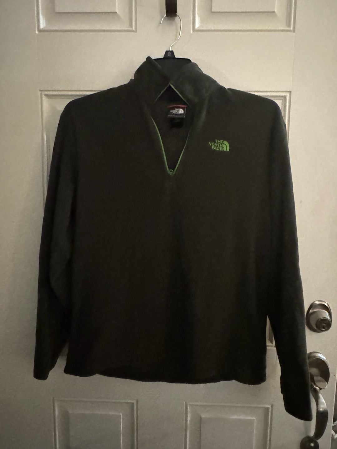 The North Face Fleece Pullover Jacket Black Green XL 2