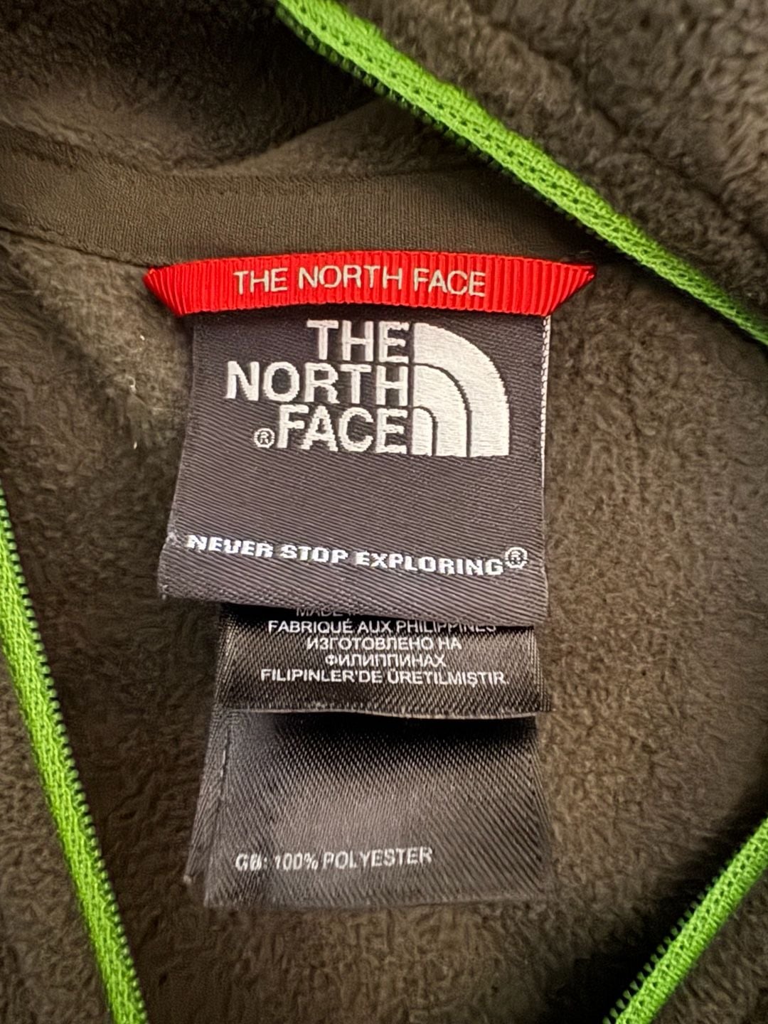 The North Face Fleece Pullover Jacket Black Green XL 7