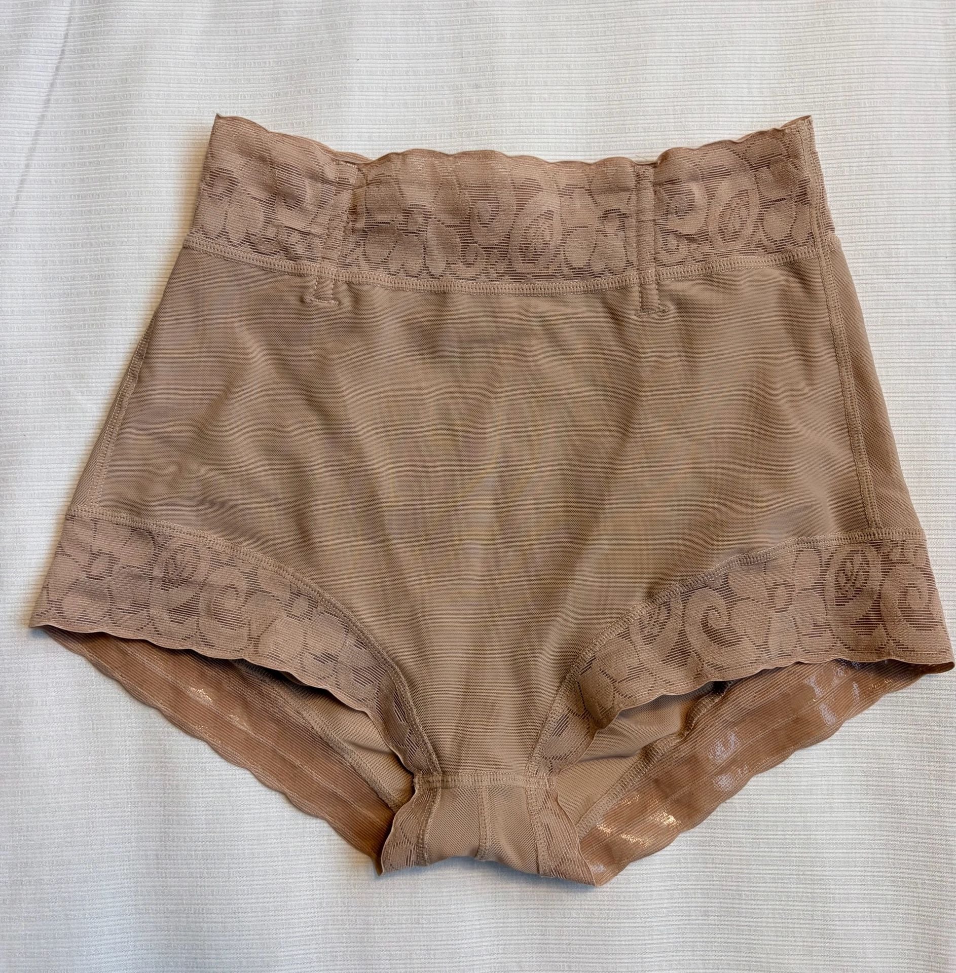Shapewear High Waist Control Briefs Size S Nude Mesh 2