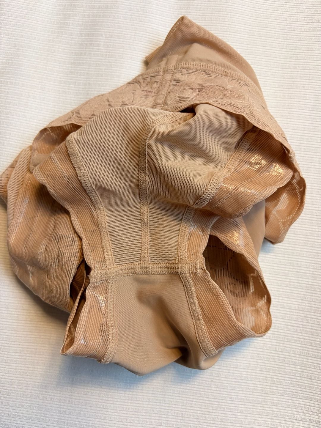 Shapewear High Waist Control Briefs Size S Nude Mesh 5