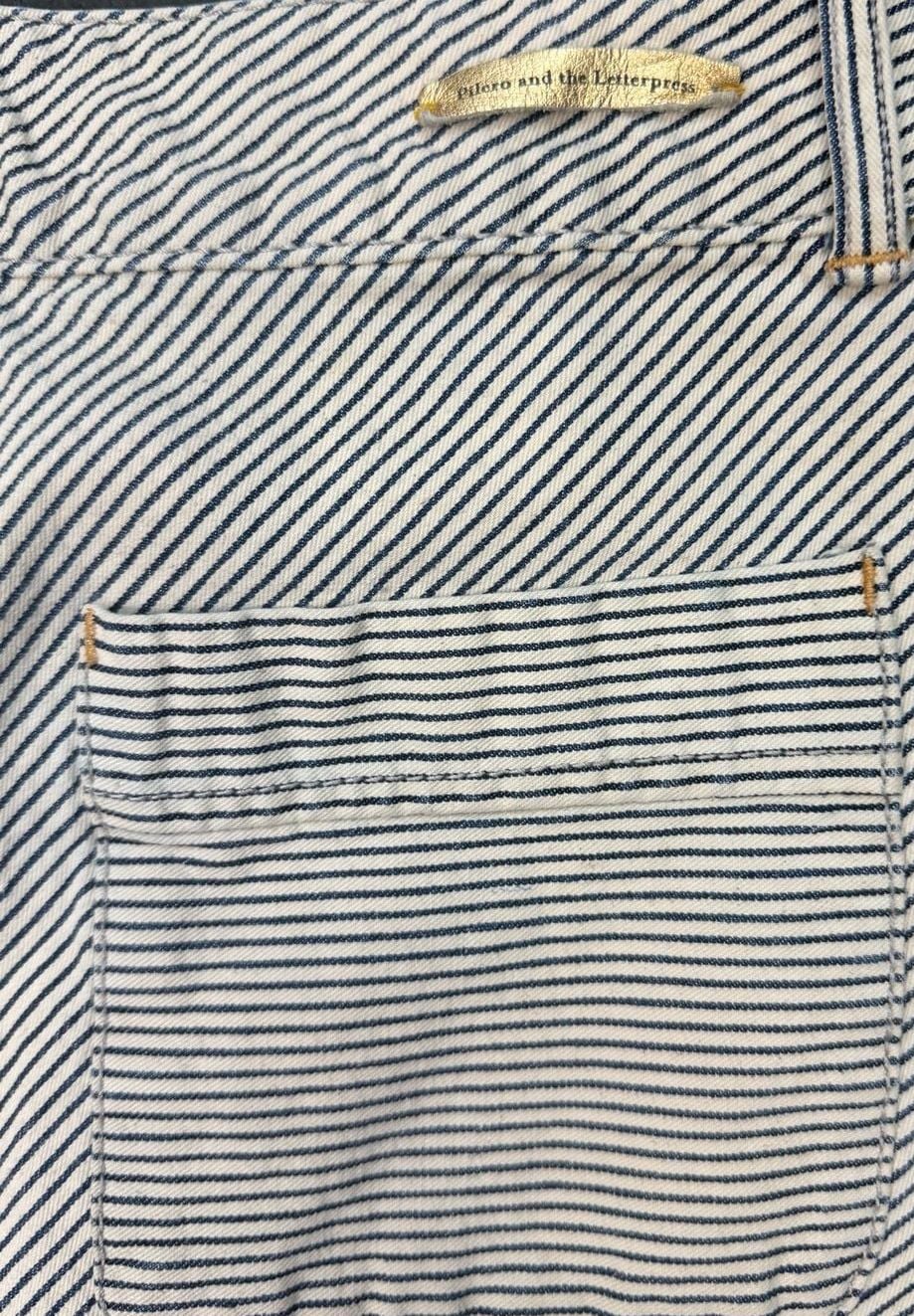 Preppy classic nautical Pilcro Anthropologie Skirt Striped Denim 4